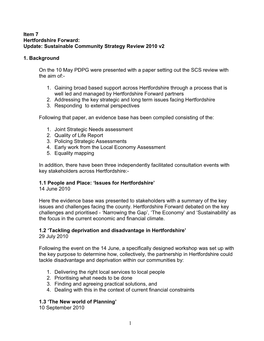 Update: Sustainable Community Strategy Review 2010 V2