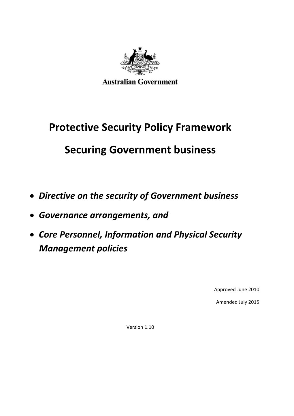 Protective Security Policy Framework