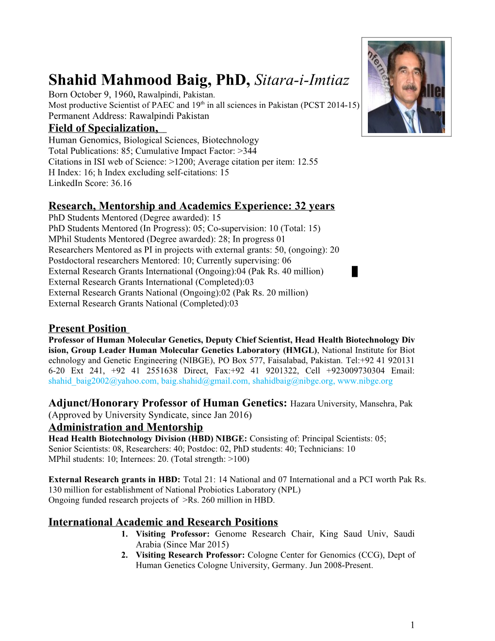 Most Productive Scientist of PAEC and 19Th in All Sciences in Pakistan (PCST 2014-15)