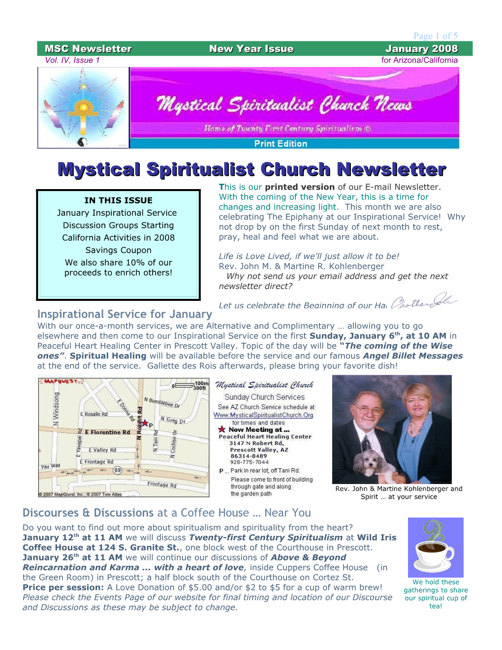 Mystical Spiritualist Church Newsletter