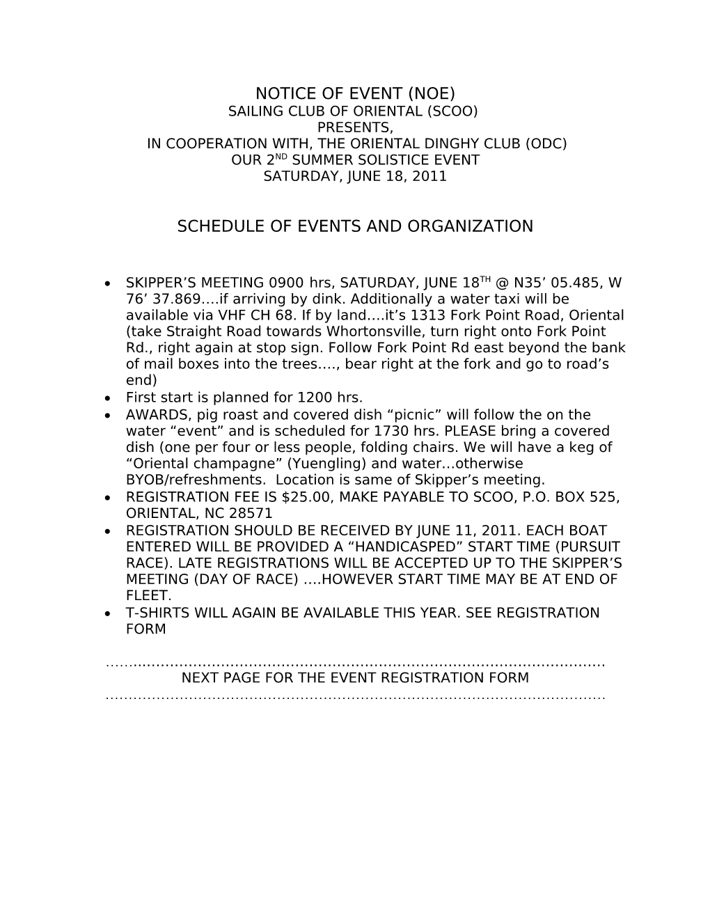 Notice of Event (Noe)