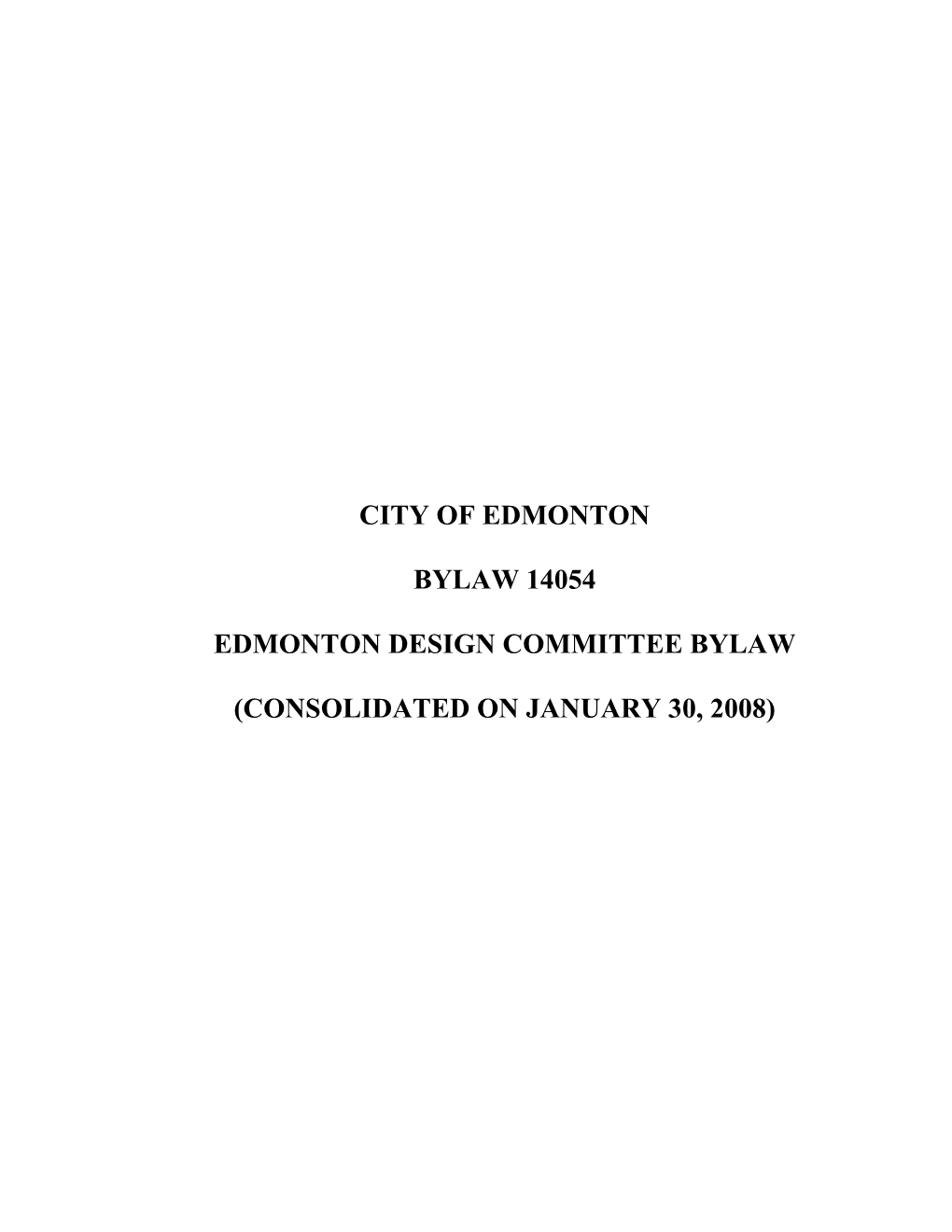 Edmonton Design Committee Bylaw 14054