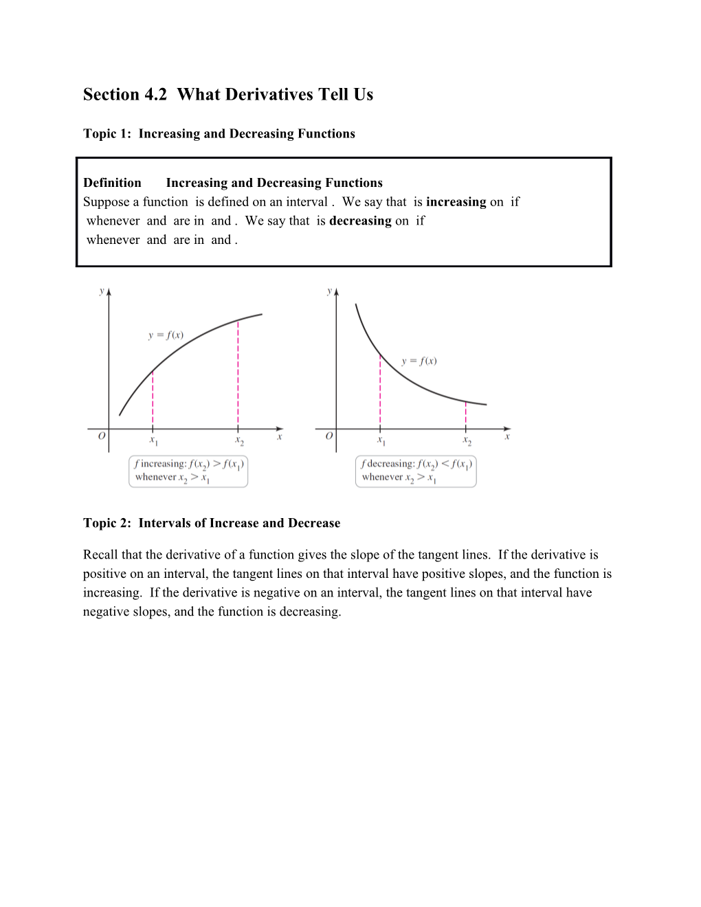 Section 4.2 What Derivatives Tell Us