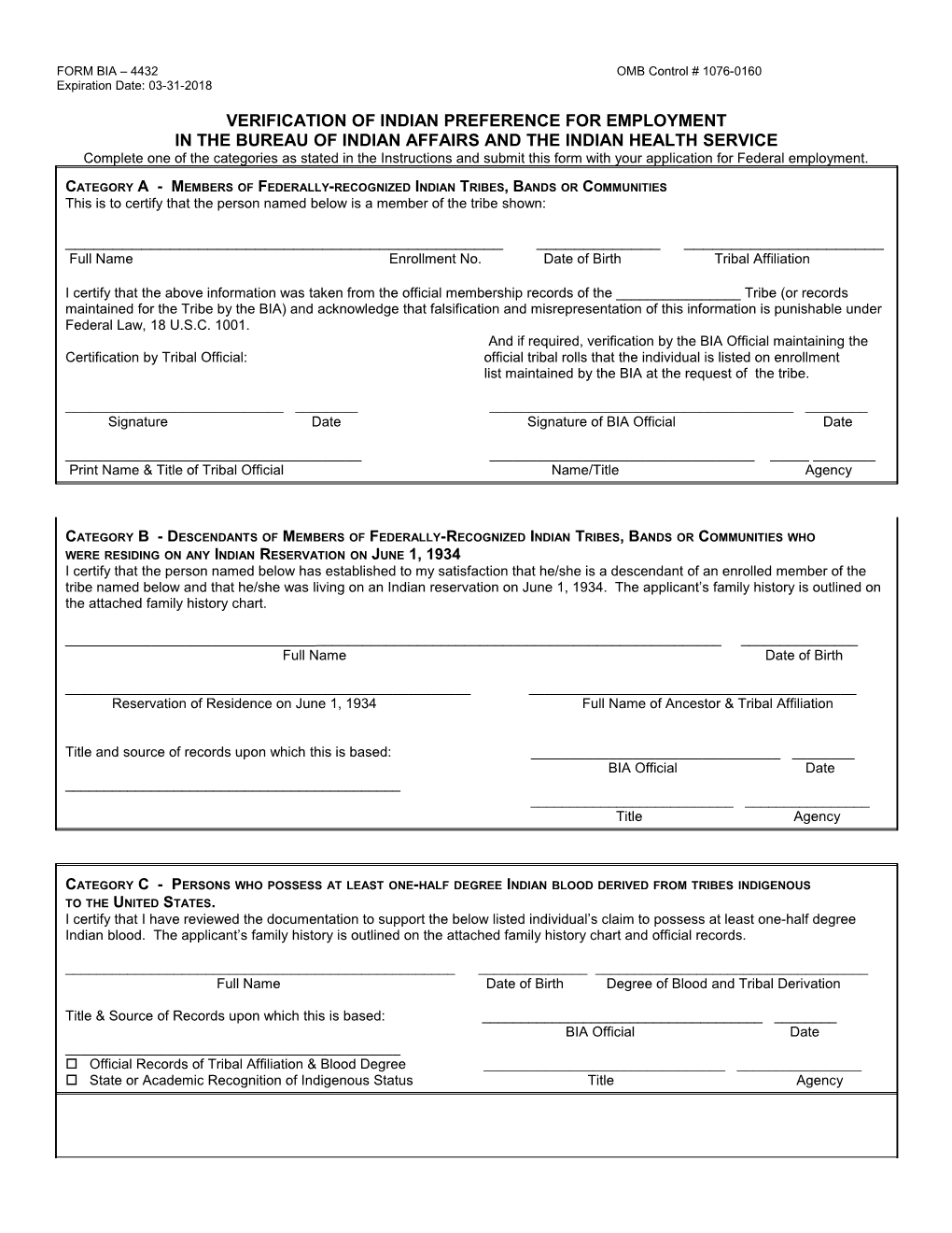 Verification of Indian Preference for Employment