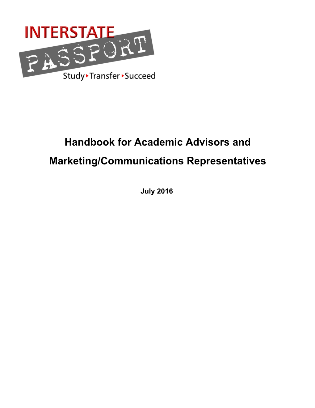 Handbook for Academic Advisors And