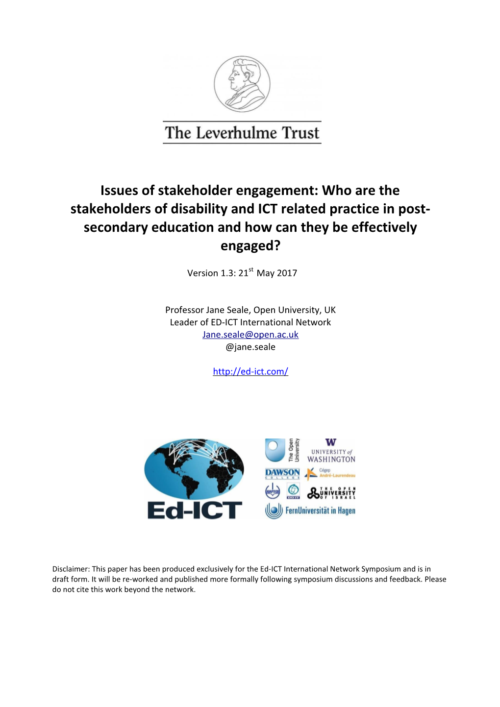 Issues of Stakeholder Engagement