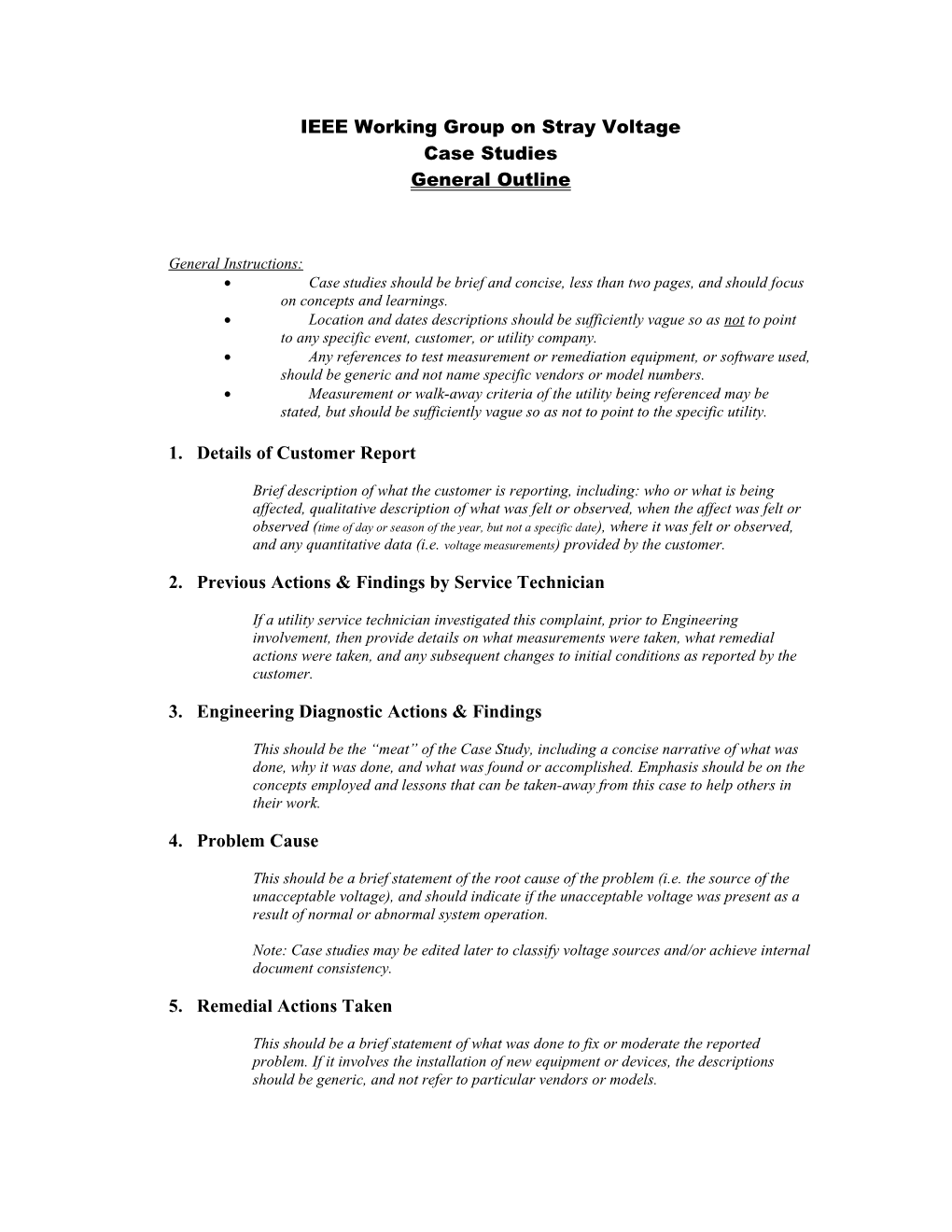 IEEE Working Group on Stray Voltage