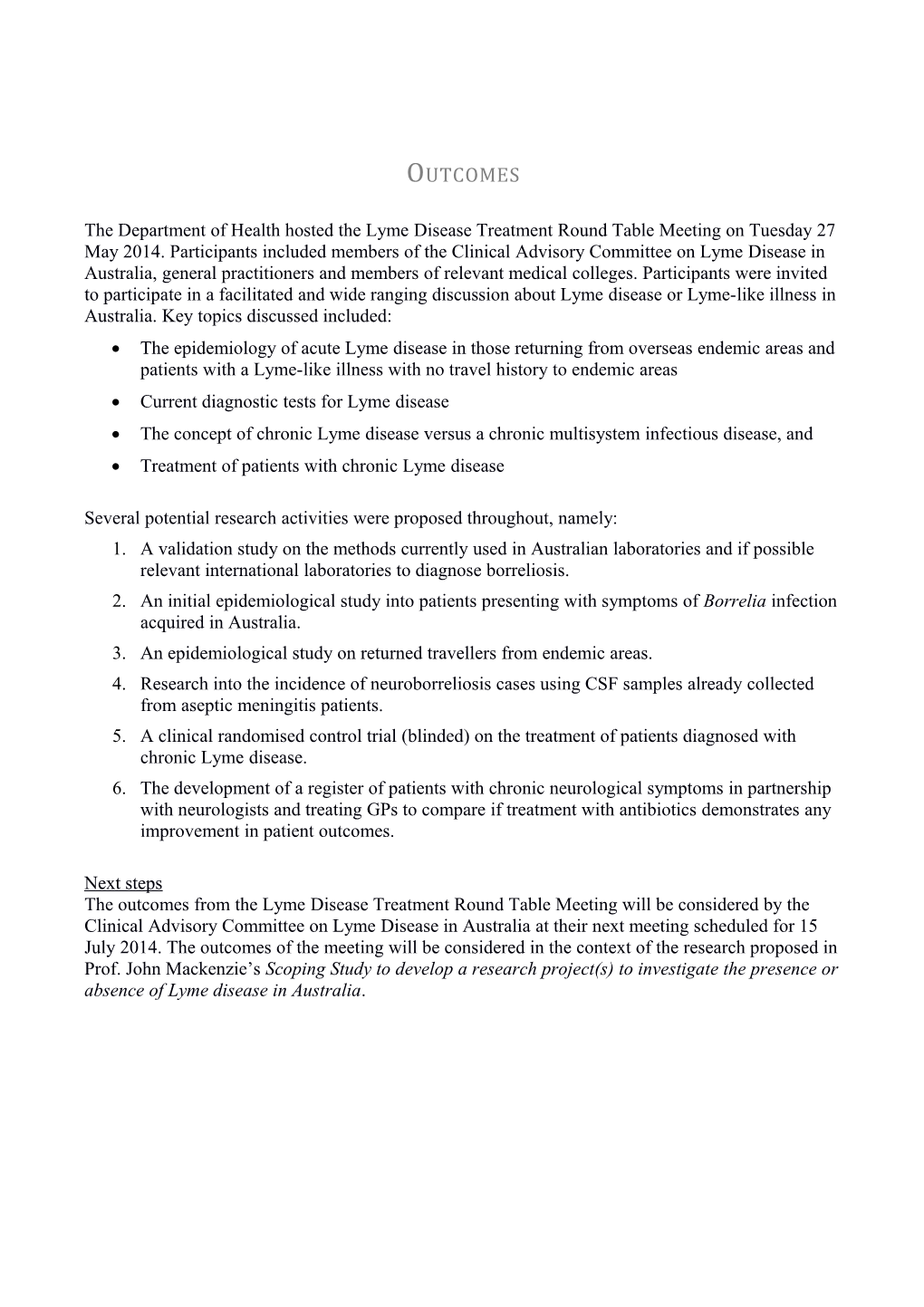 Current Diagnostic Tests for Lyme Disease