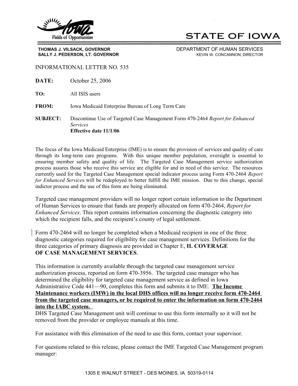 Department of Human Services Letterhead