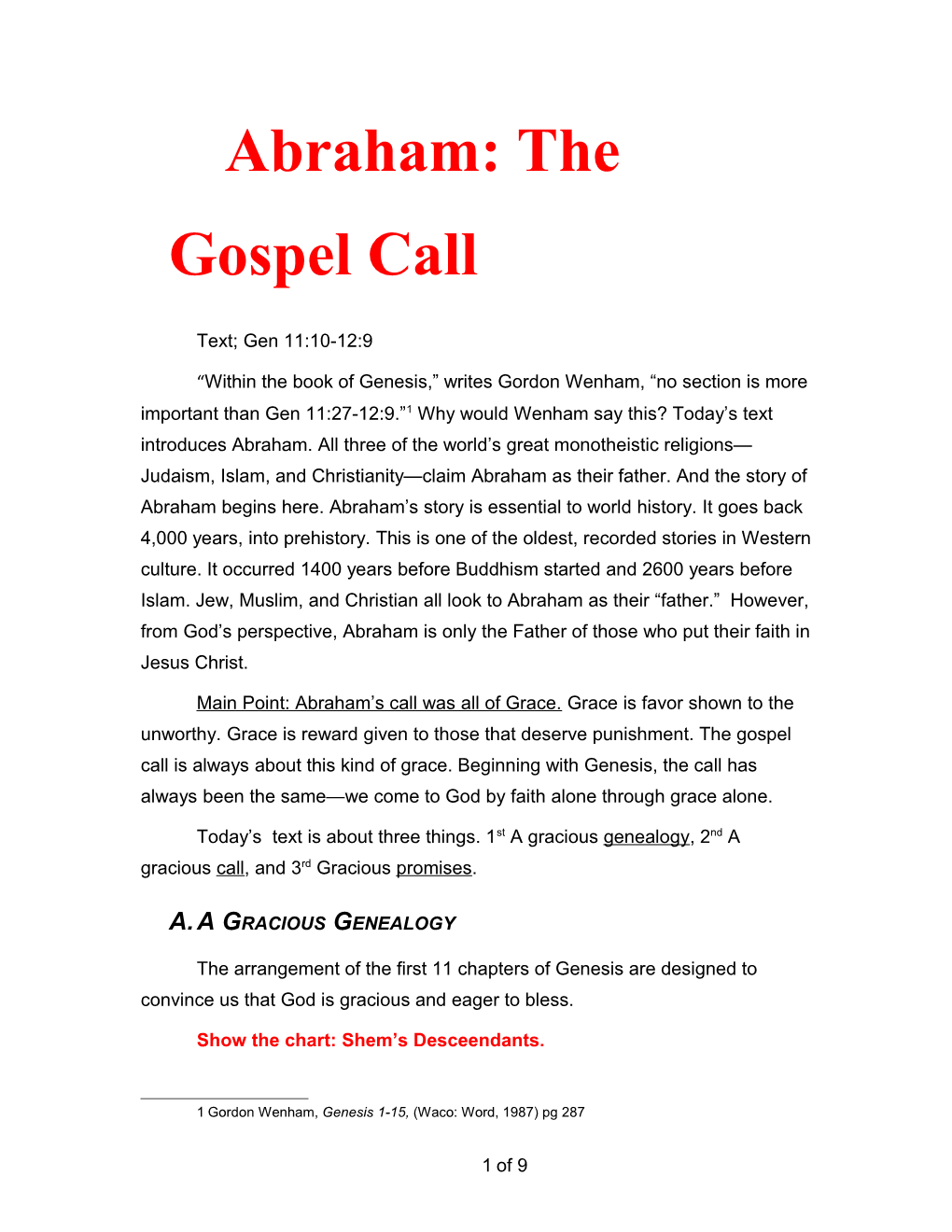 Abraham: the Gospel Call