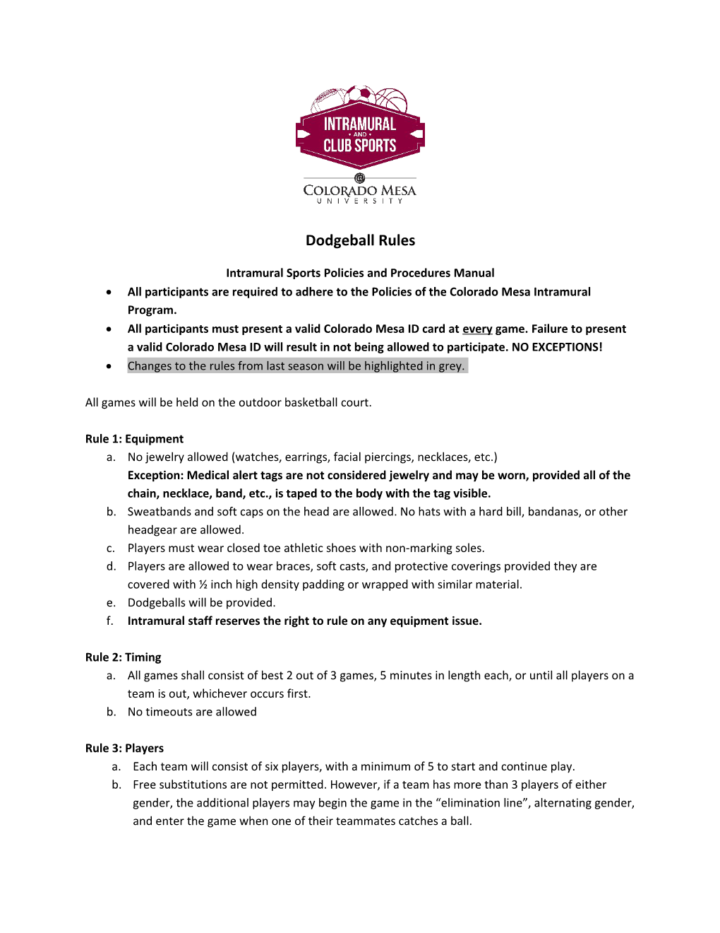 Intramural Sports Policies and Procedures Manual