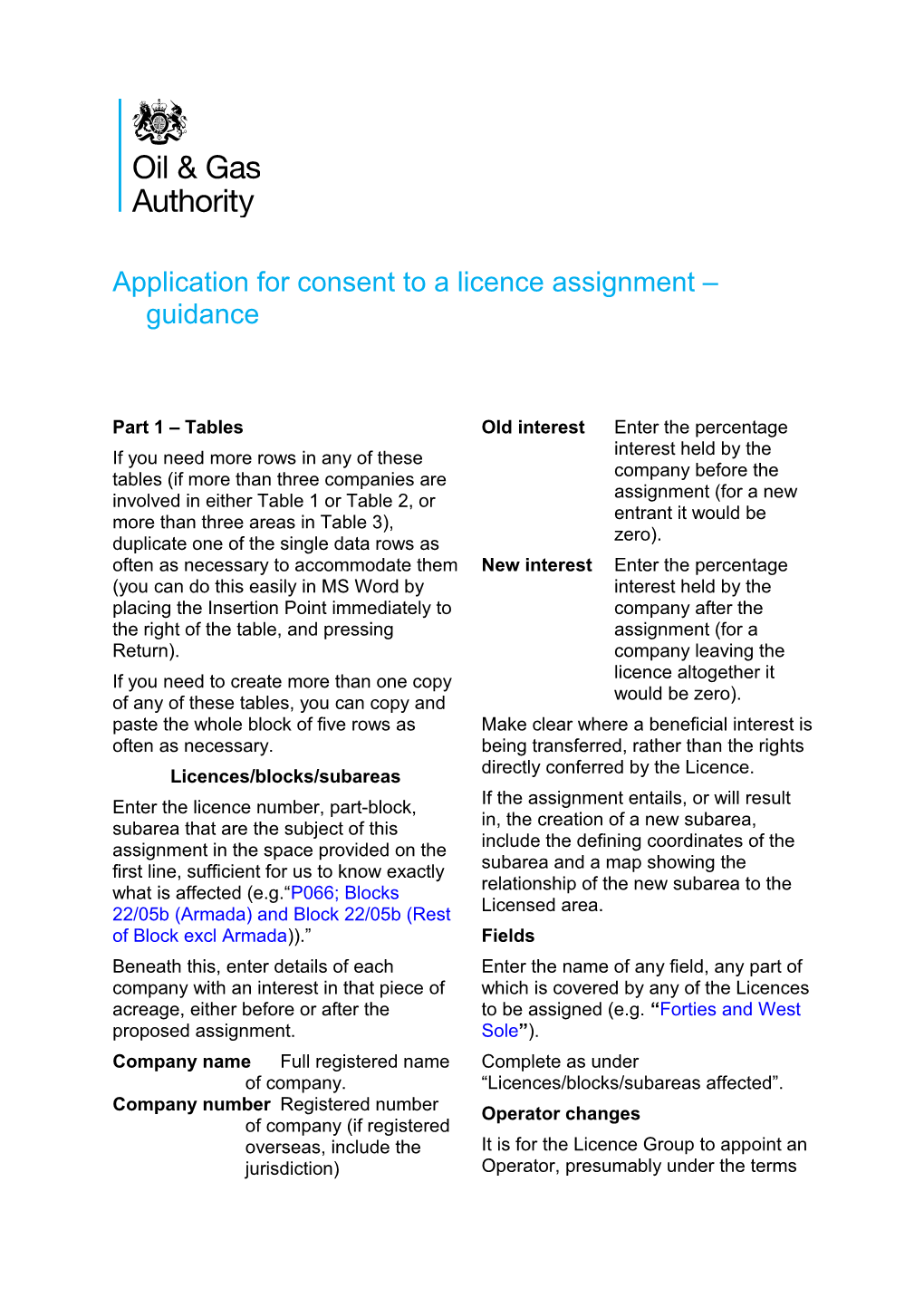 Application for Consent to a Licence Assignment Guidance