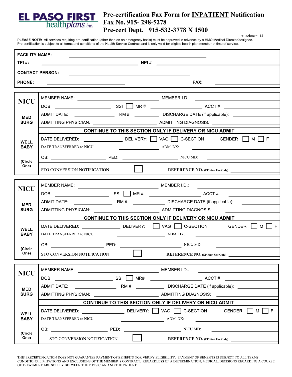 Provider S Information (Provider/Facility Submitting Auth Request)