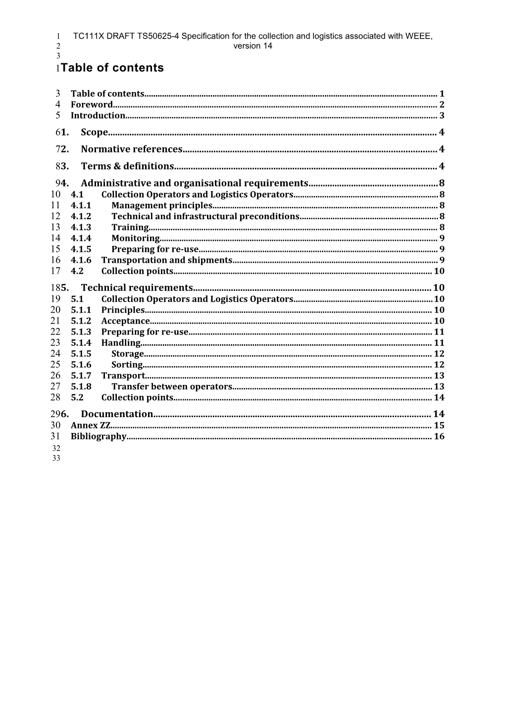 TC111X DRAFT TS50625-4 Specification for the Collection and Logistics Associated with WEEE