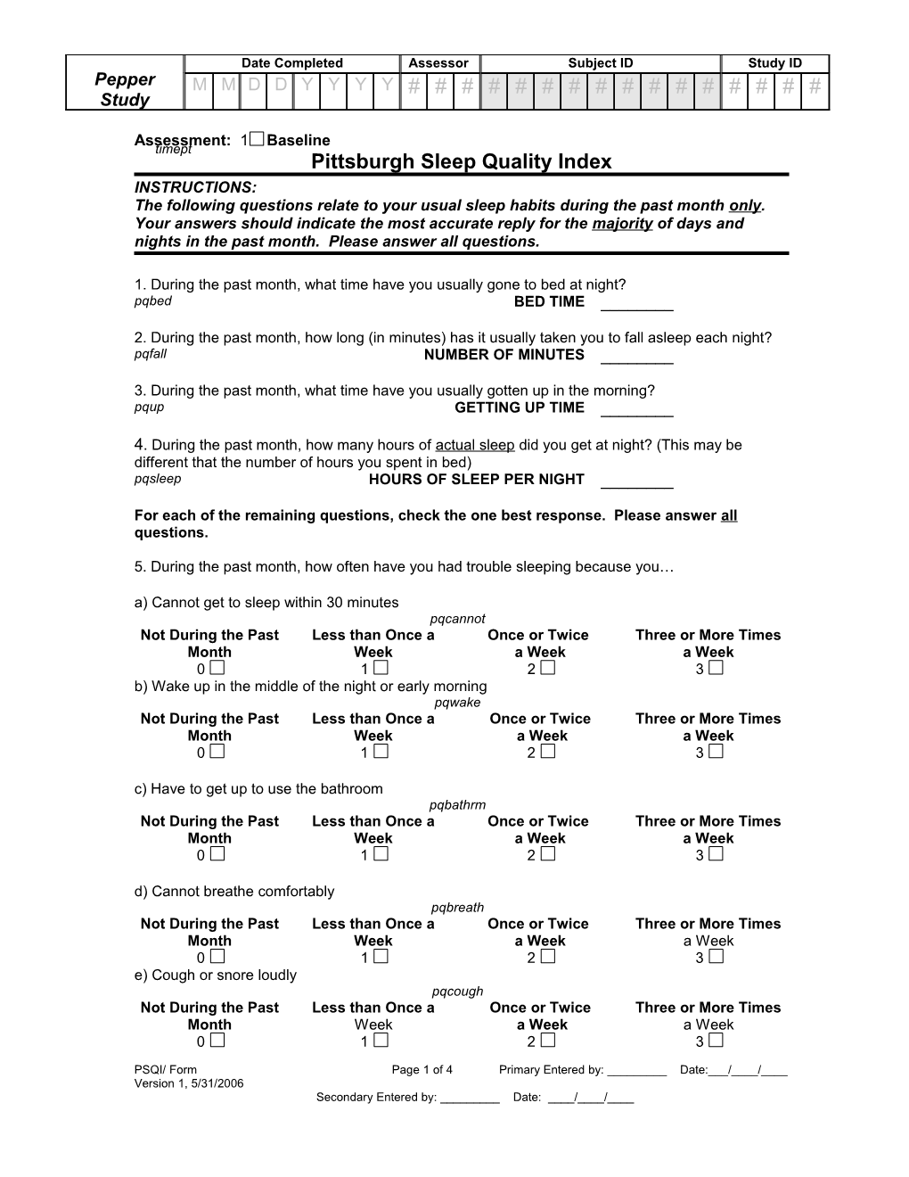 Pittsburgh Sleep Quality Index