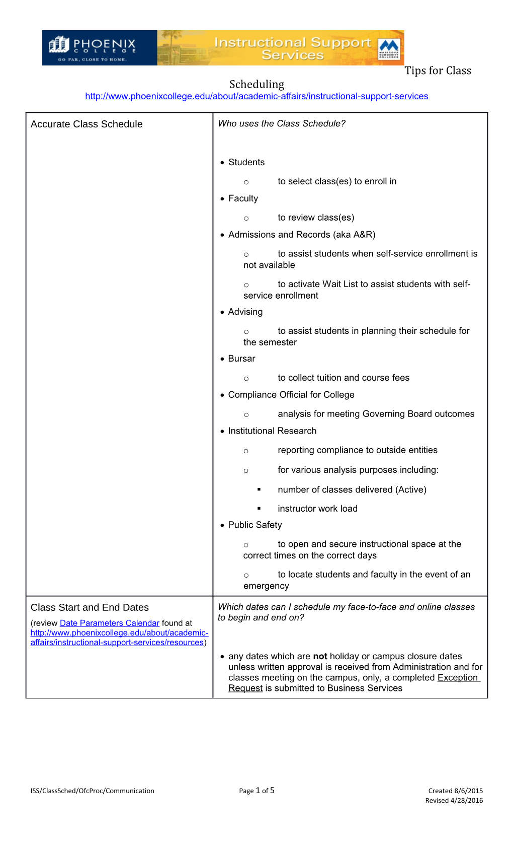 Tips for Class Scheduling