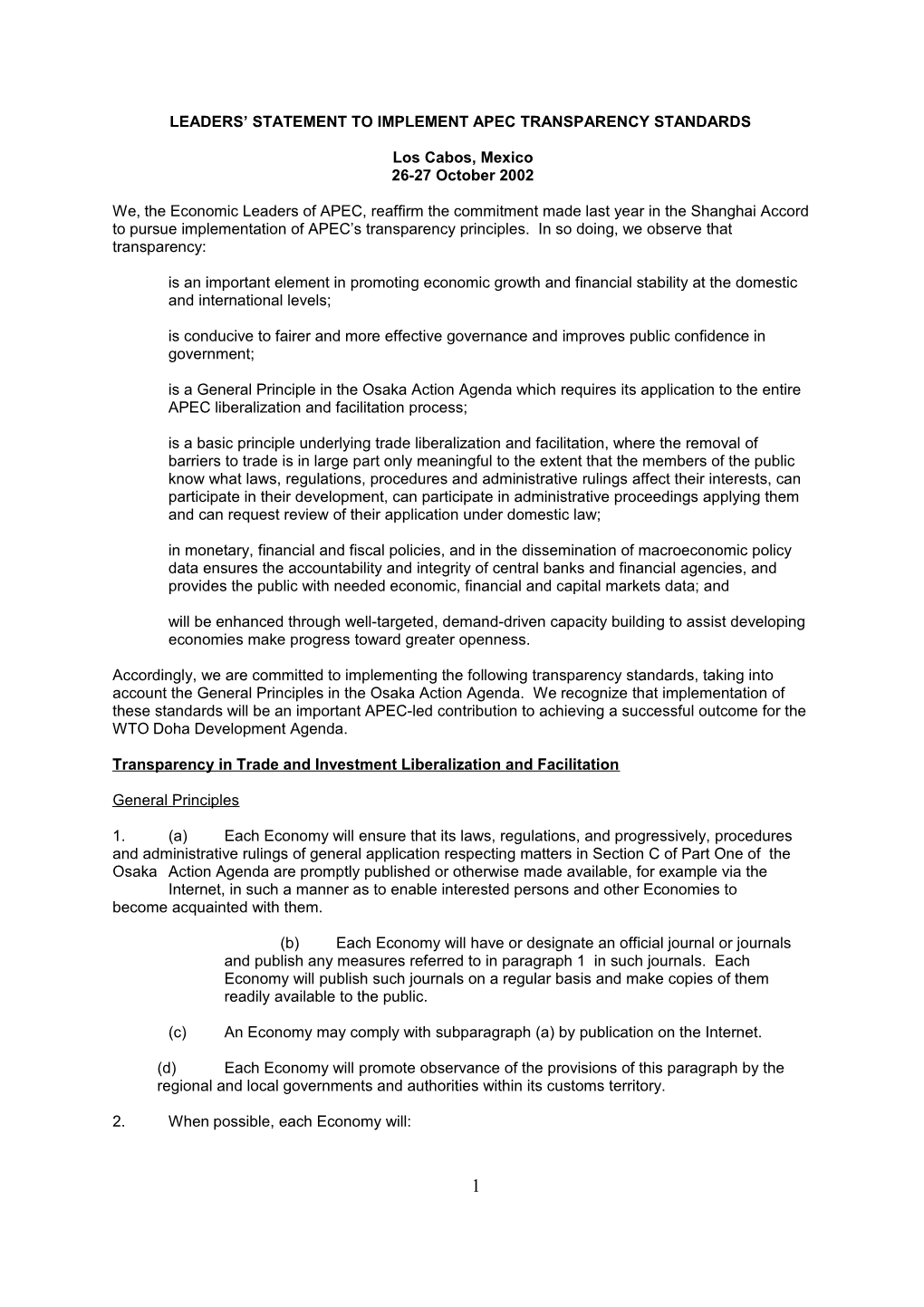 Apec Transparency Accord