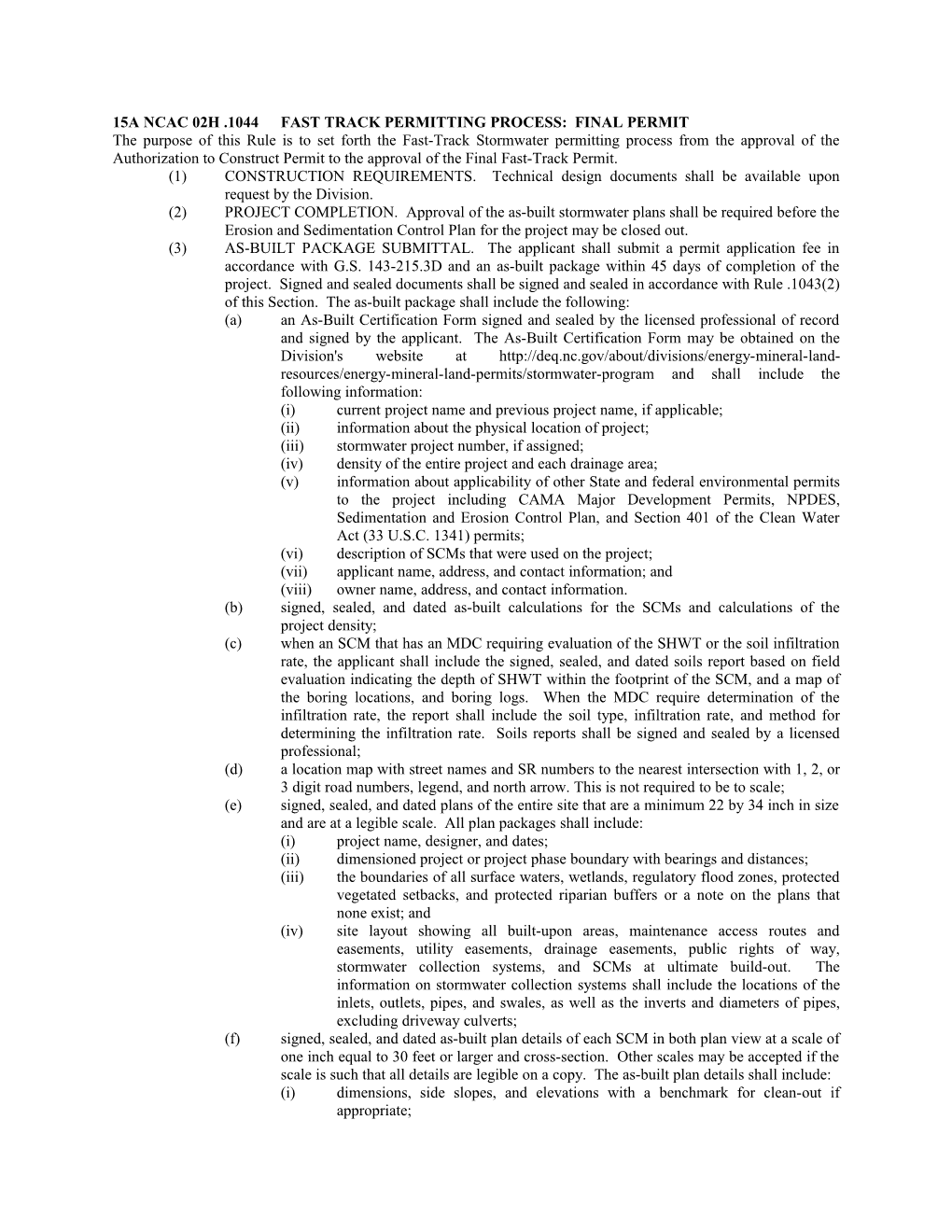 15A Ncac 02H .1044Fast Track Permitting Process: Final Permit