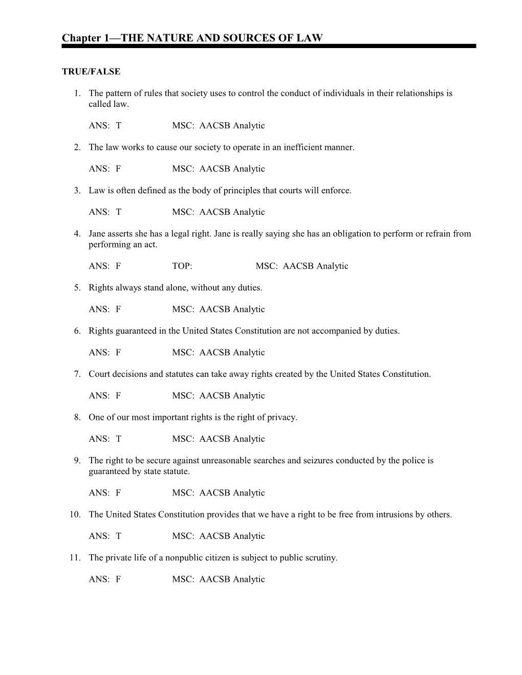 Chapter 1 the NATURE and SOURCES of LAW