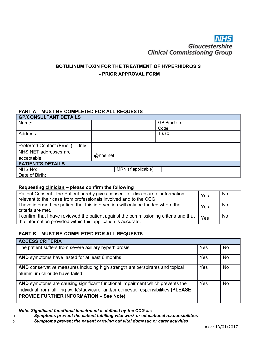 Botulinum Toxin for the Treatment of Hyperhidrosis