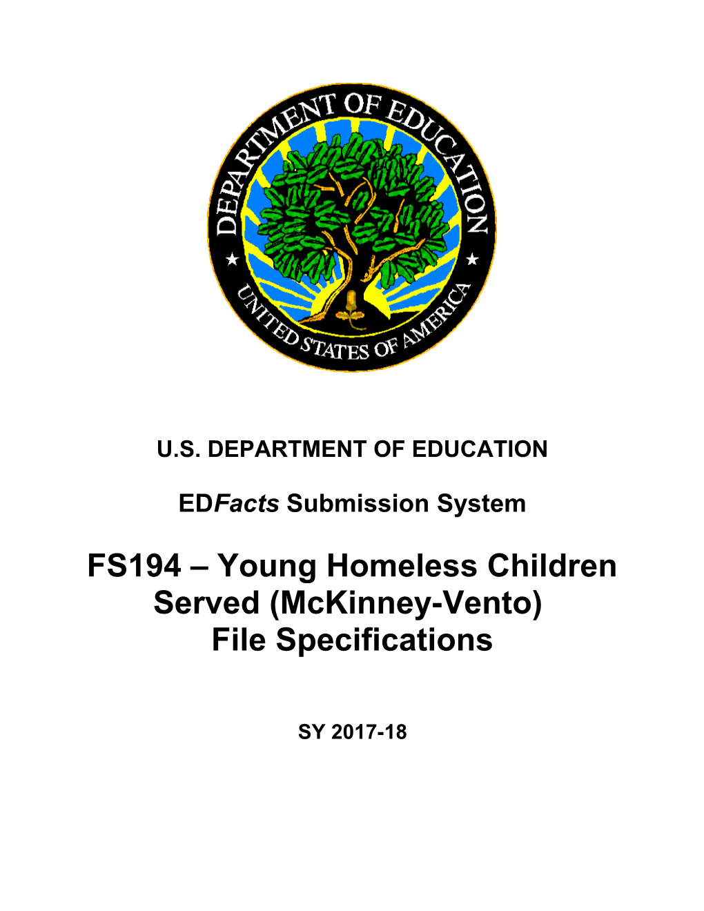 FS194 Young Homeless Children Served (Mckinney-Vento) File Specifications (Msword)