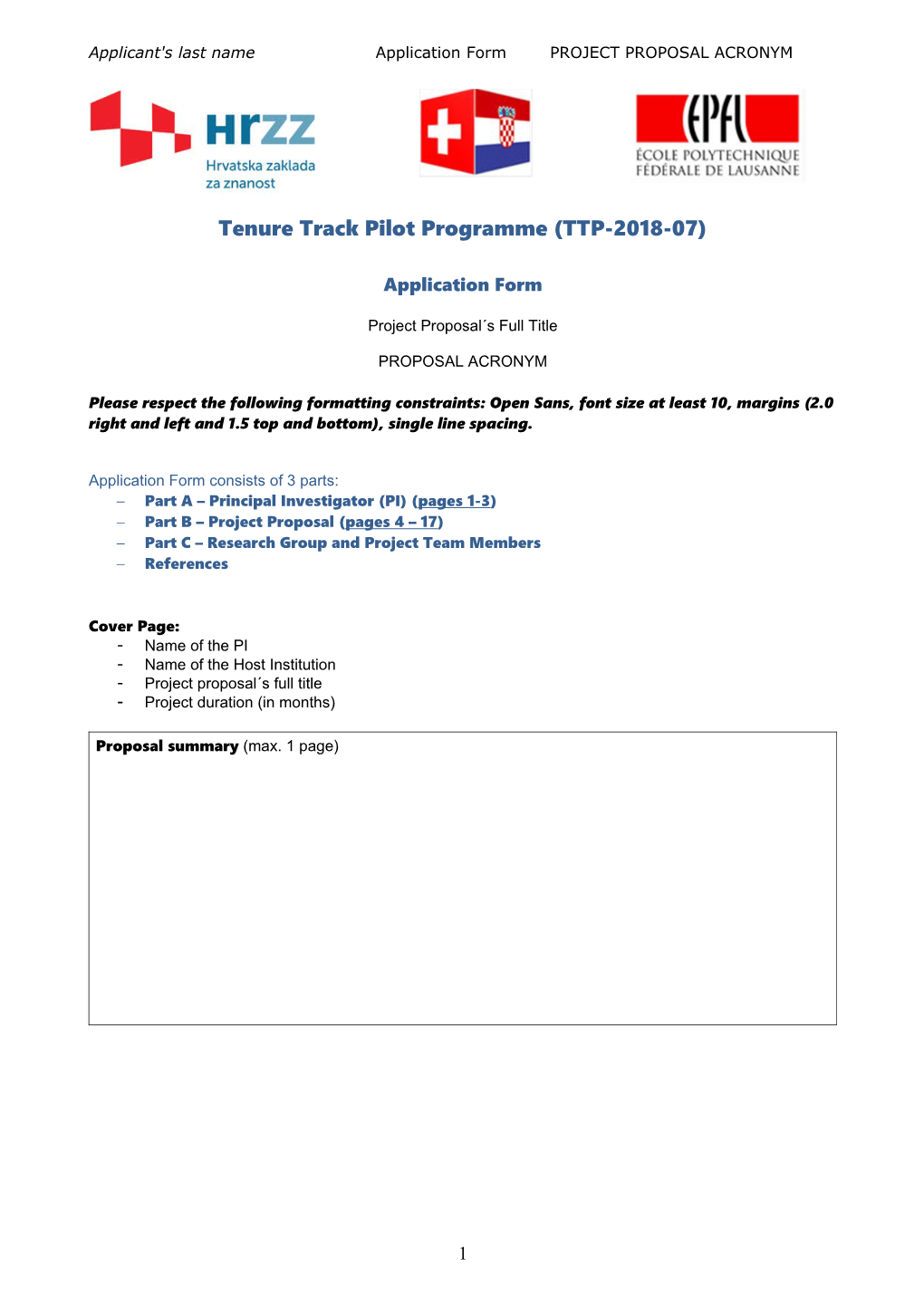 Tenure Track Pilot Programme (TTP-2018-07)