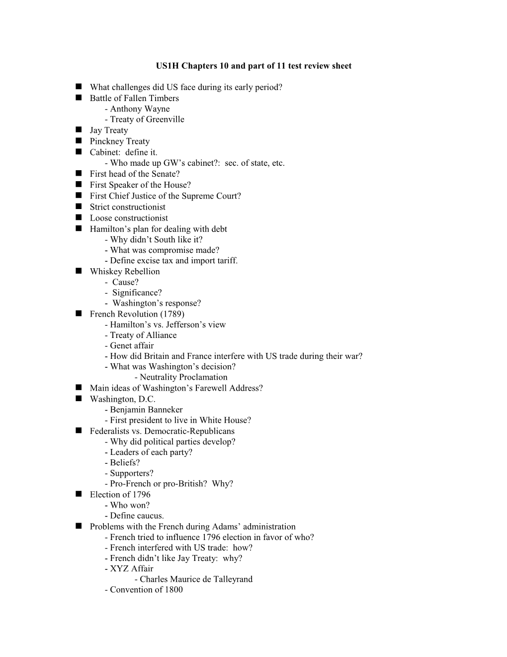 Chapter 10 Review Sheet