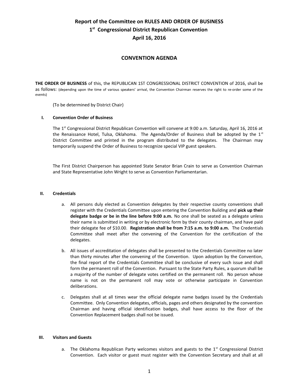 Report of the Committee on RULES and ORDER of BUSINESS