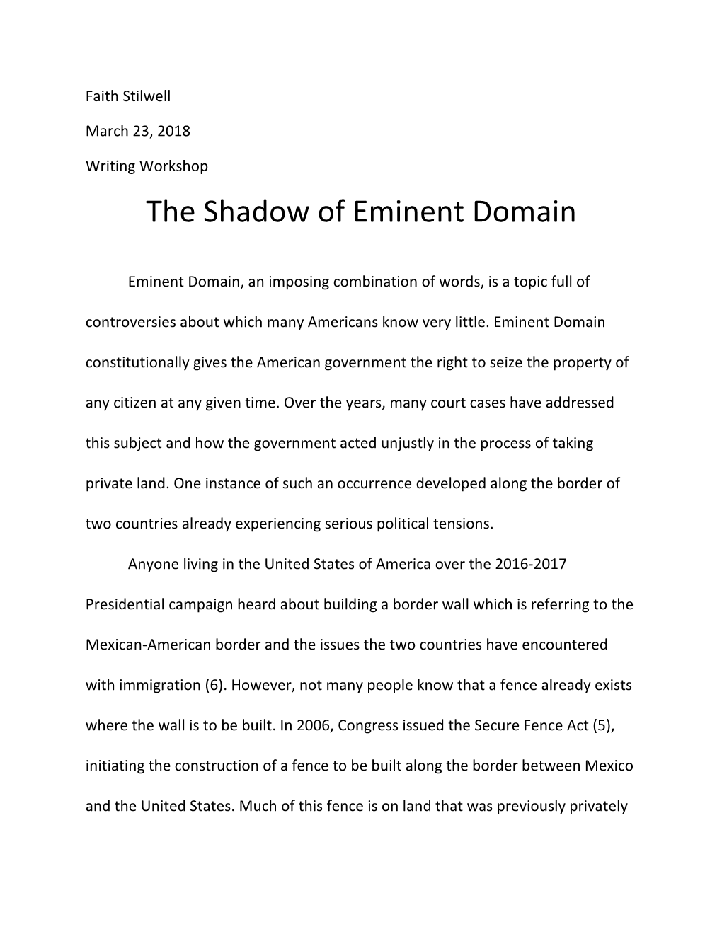 The Shadow of Eminent Domain