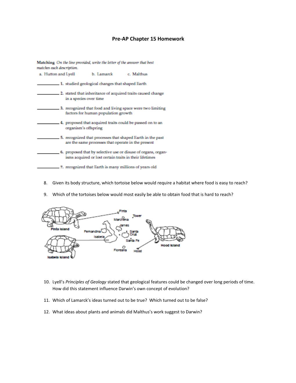 Pre-AP Chapter 15 Homework