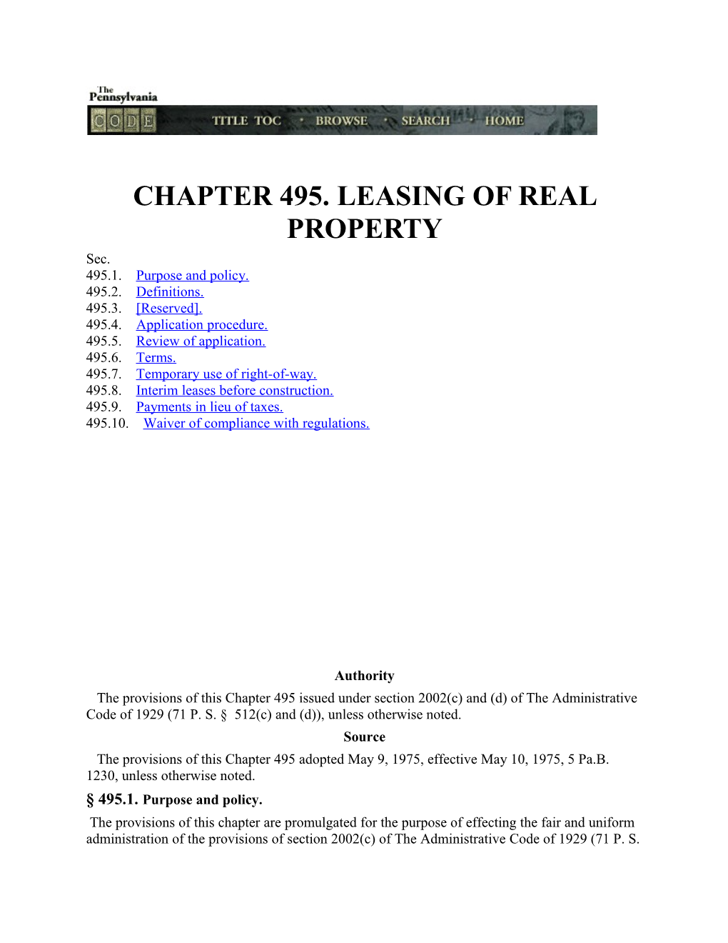 Chapter 495.Leasing of Real Property