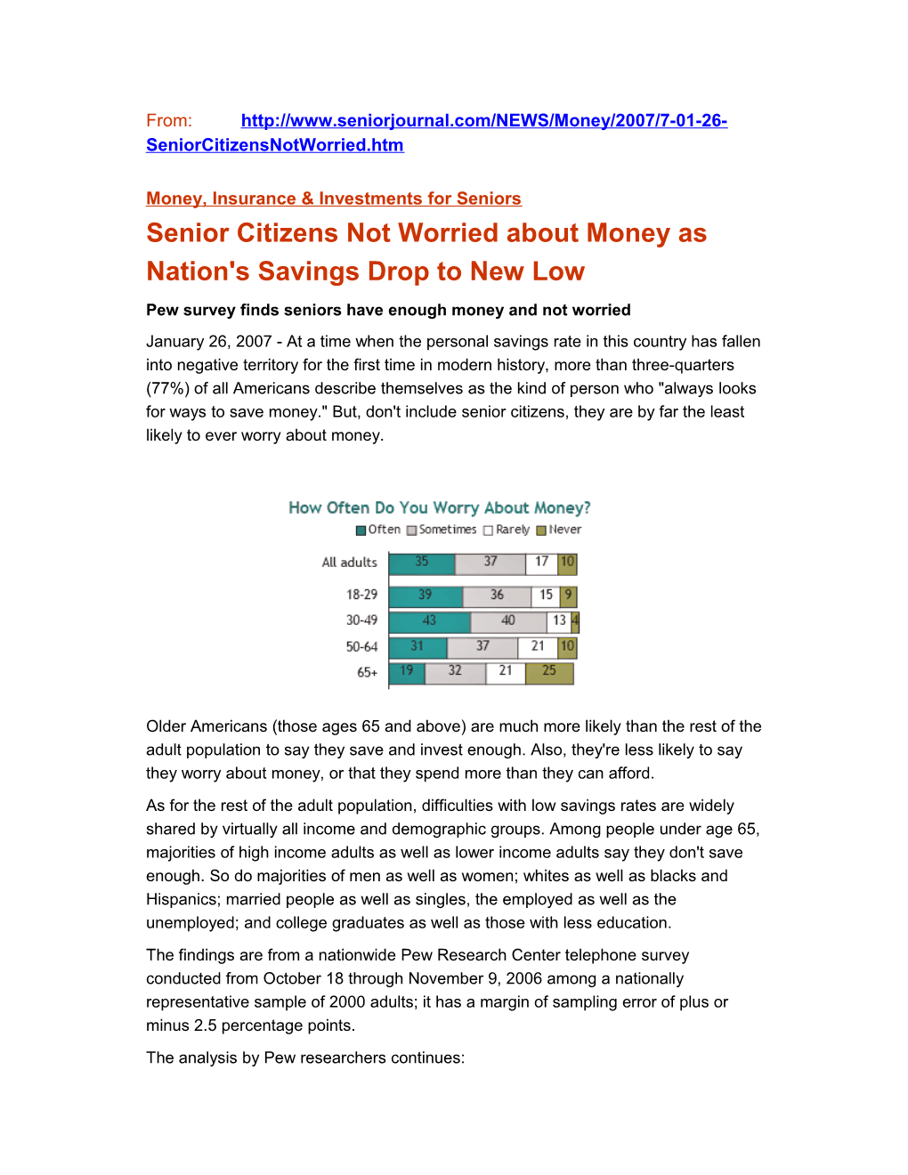 Money, Insurance & Investments for Seniors