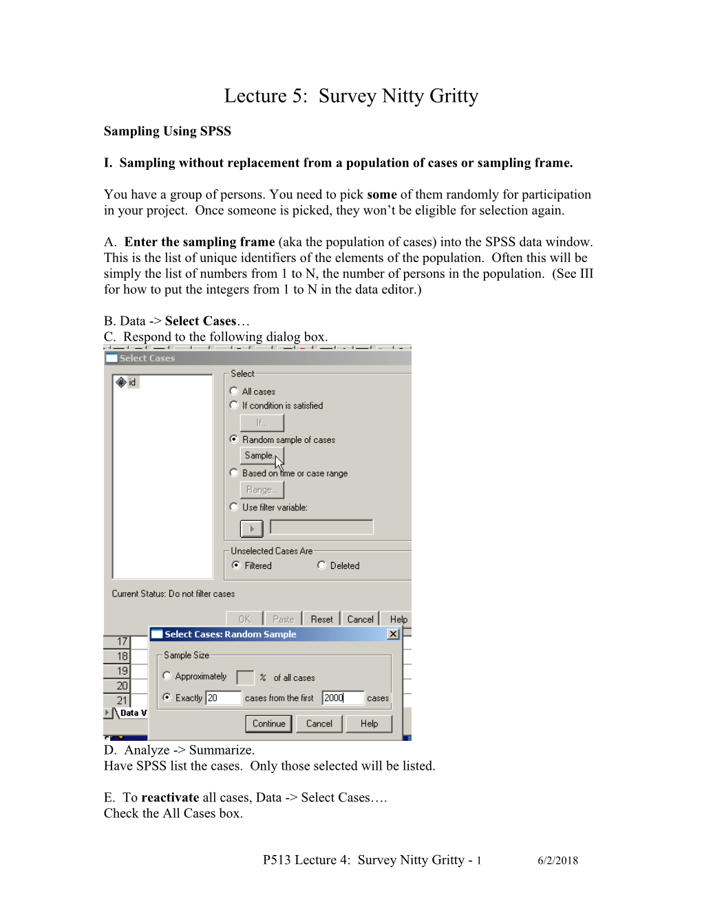 Lecture 5: Survey Nitty Gritty