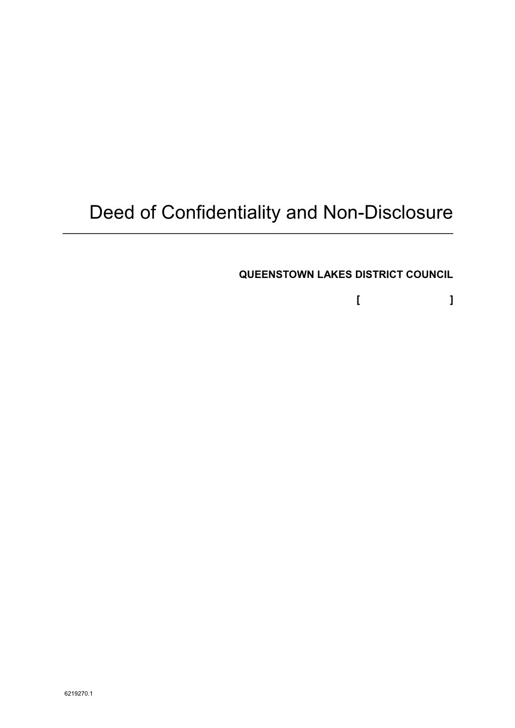Deed of Confidentialityand Non-Disclosure
