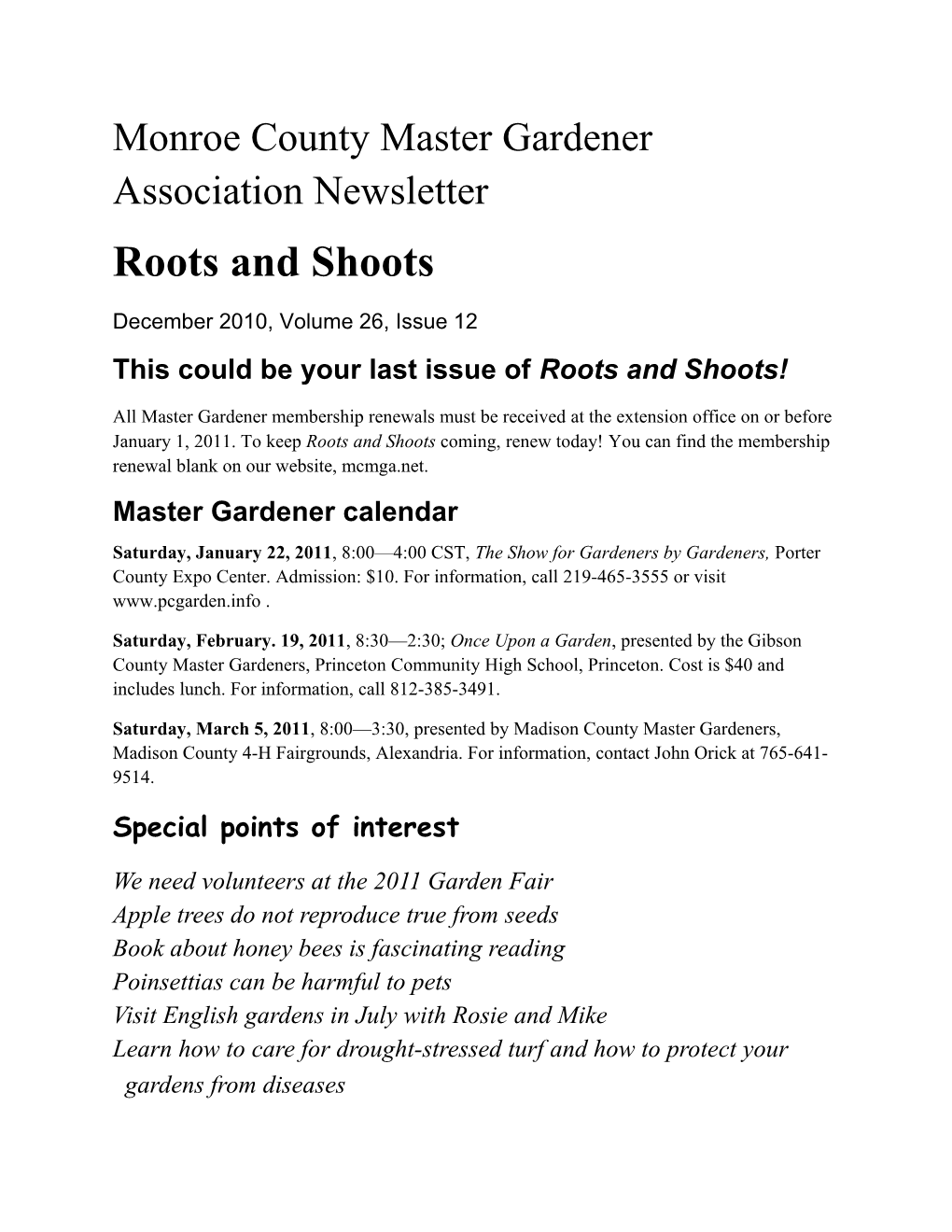 Monroe County Master Gardener Association Newsletter s3