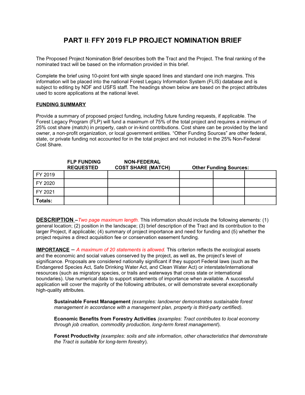 Forest Legacy Program Requests for FY 2013 Project Proposals