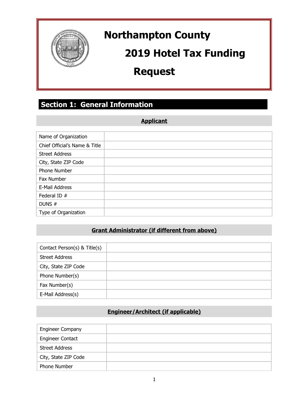 2019 Hotel Tax Grant Application