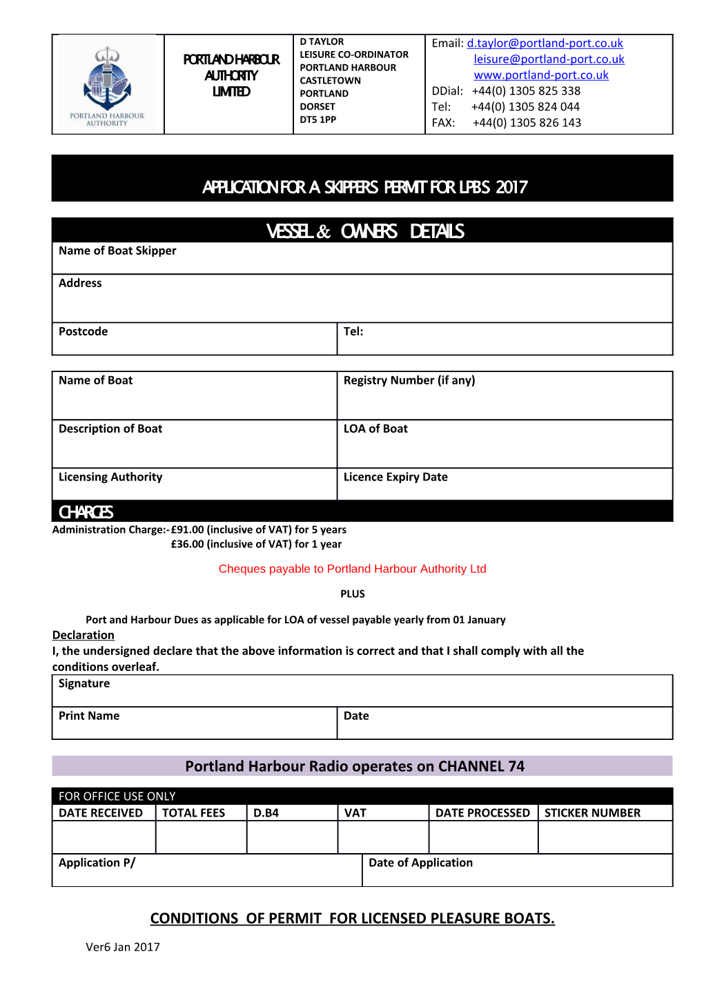 Administration Charge:- 91.00 (Inclusive of VAT) for 5 Years