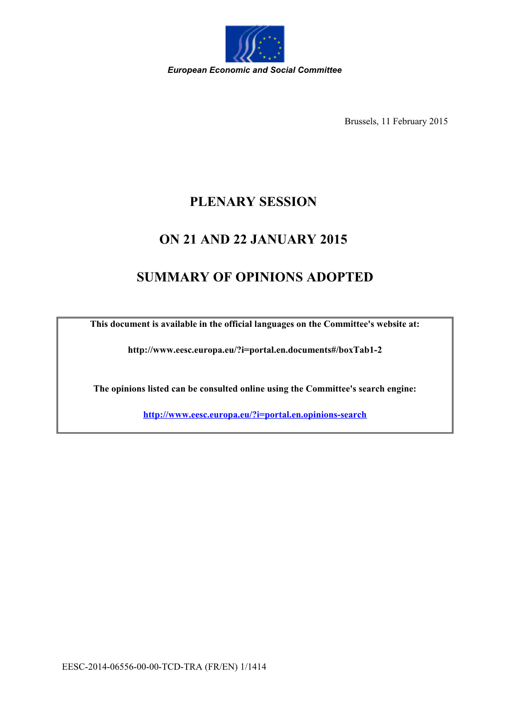 Summary of Opinions Adopted December