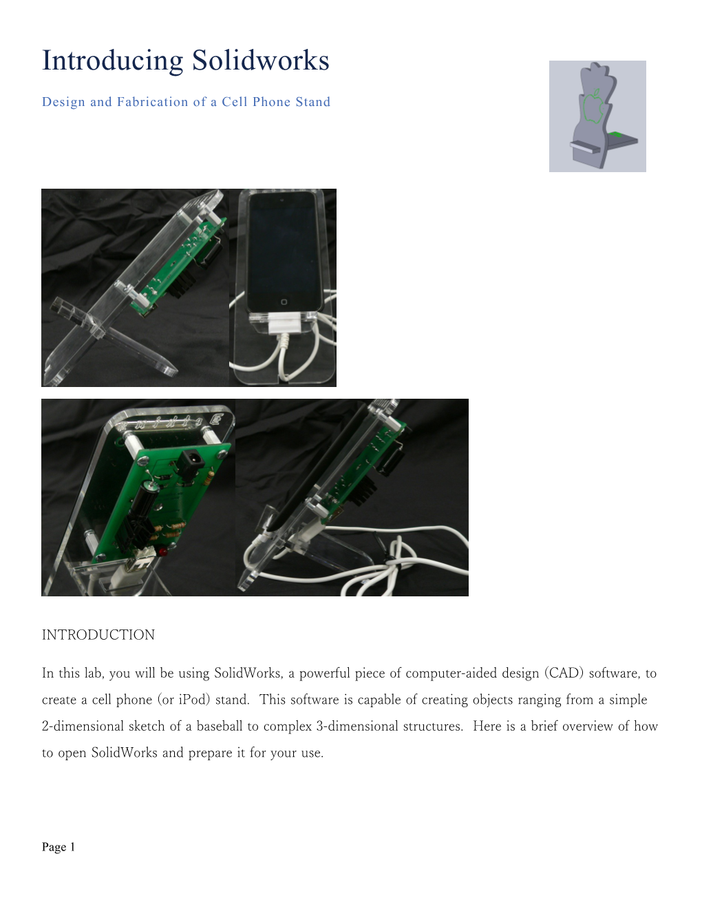 Design and Fabrication of a Cell Phone Stand