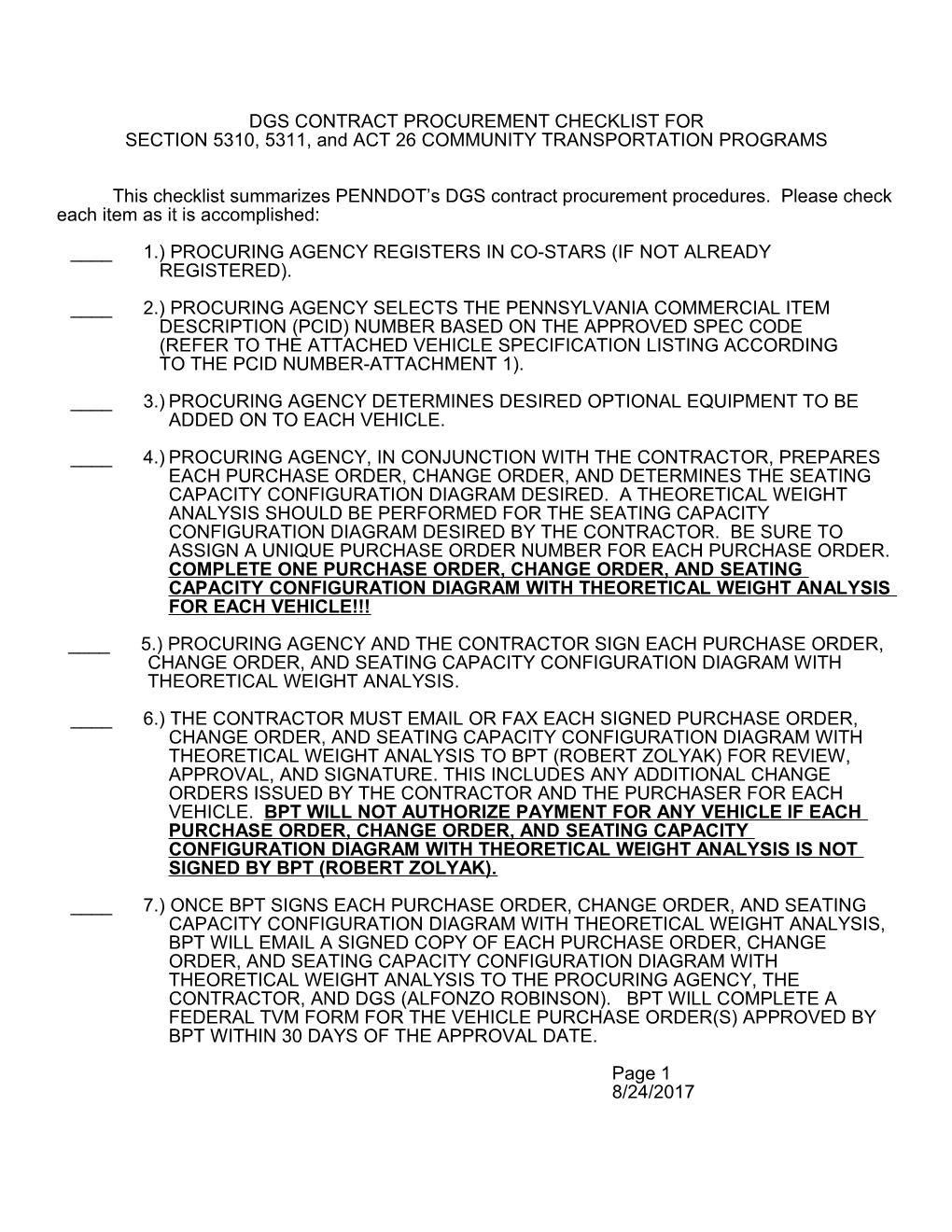 Dgs Contract Procurement Checklist For