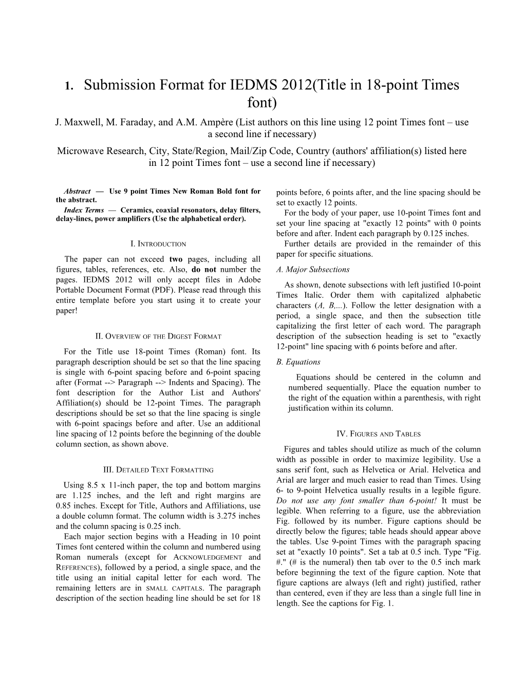 Submission Format for IEDMS2012(Title in 18-Point Times Font)