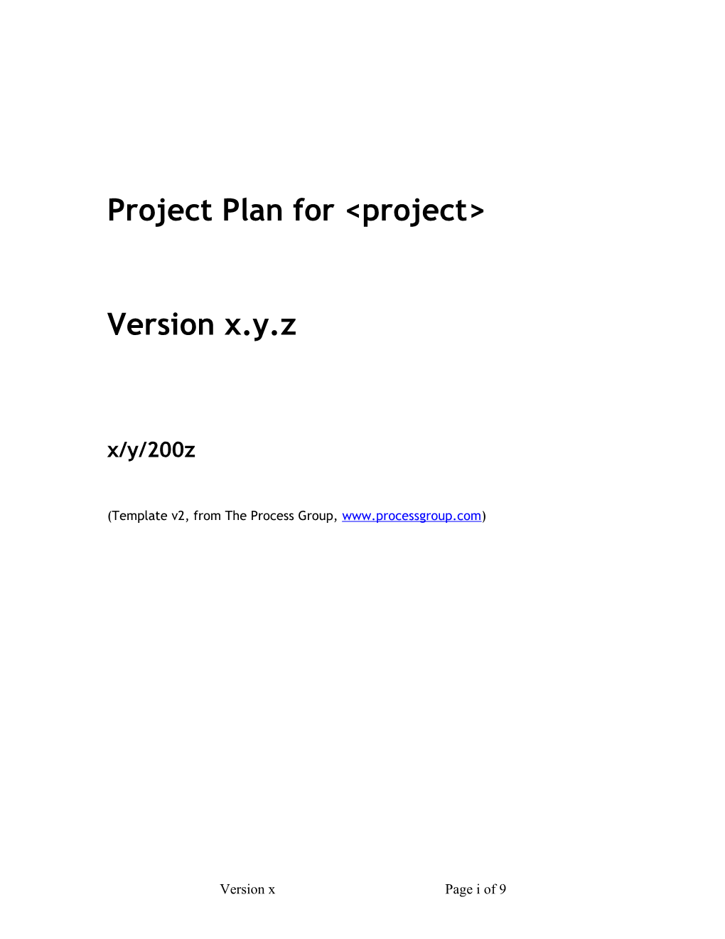 Project Plan for &lt;Project&gt;