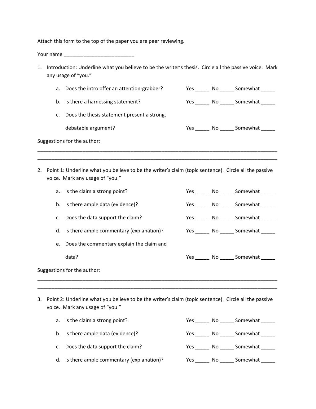Attach This Form to the Top of the Paper You Are Peer Reviewing