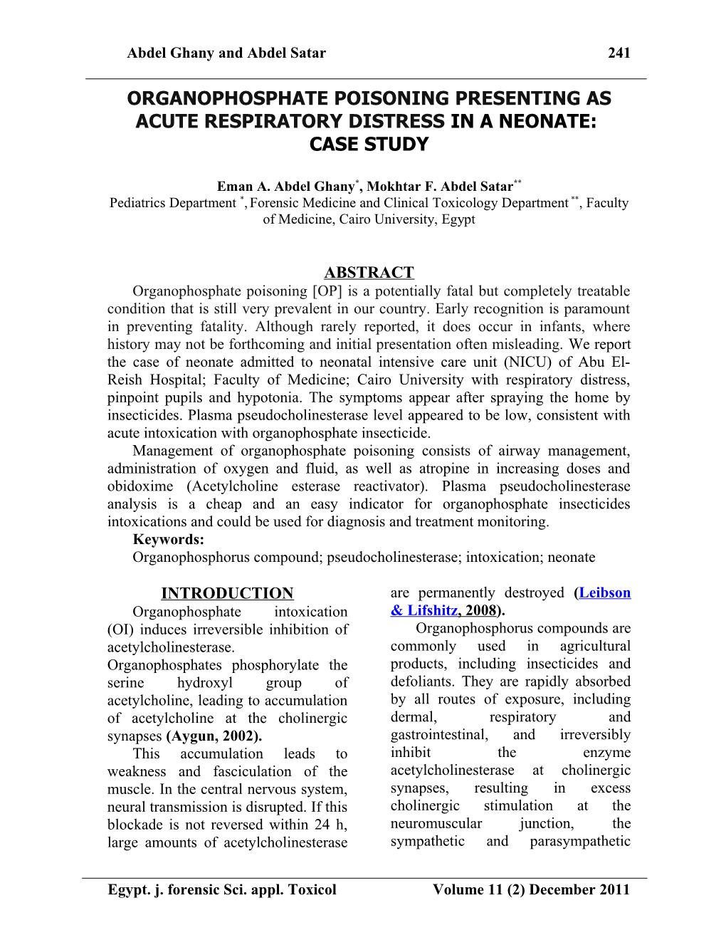 Organophosphate Poisoning Presenting As Acute