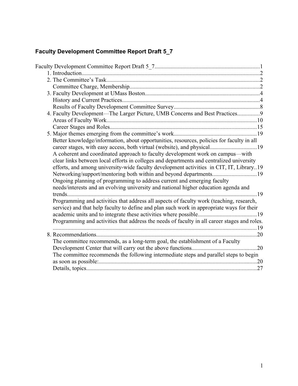 Faculty Development Committee Report Outline 5 7