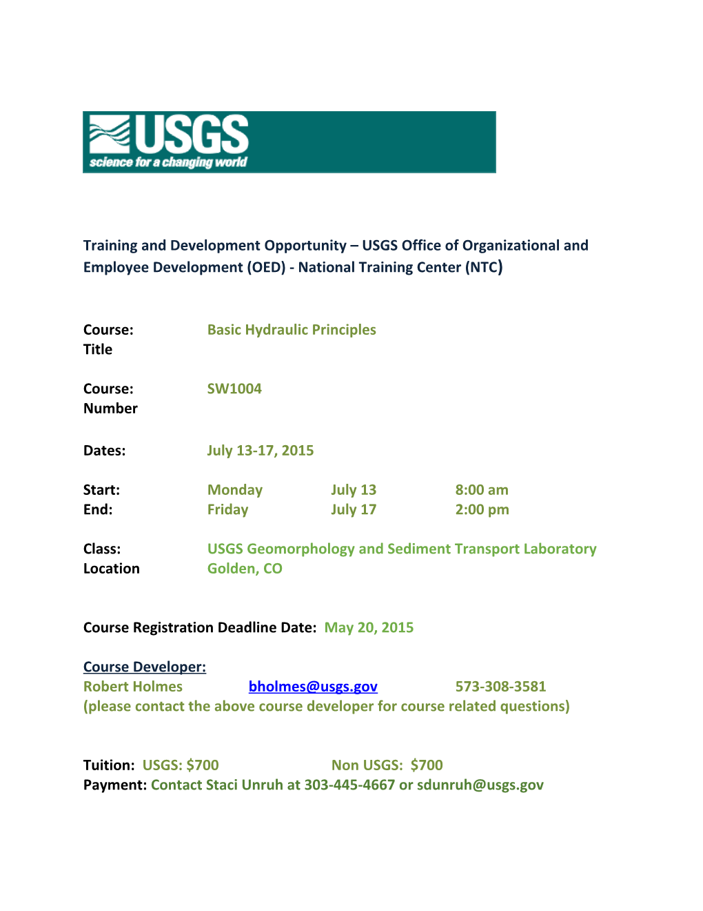 Class: USGS Geomorphology and Sediment Transport Laboratory