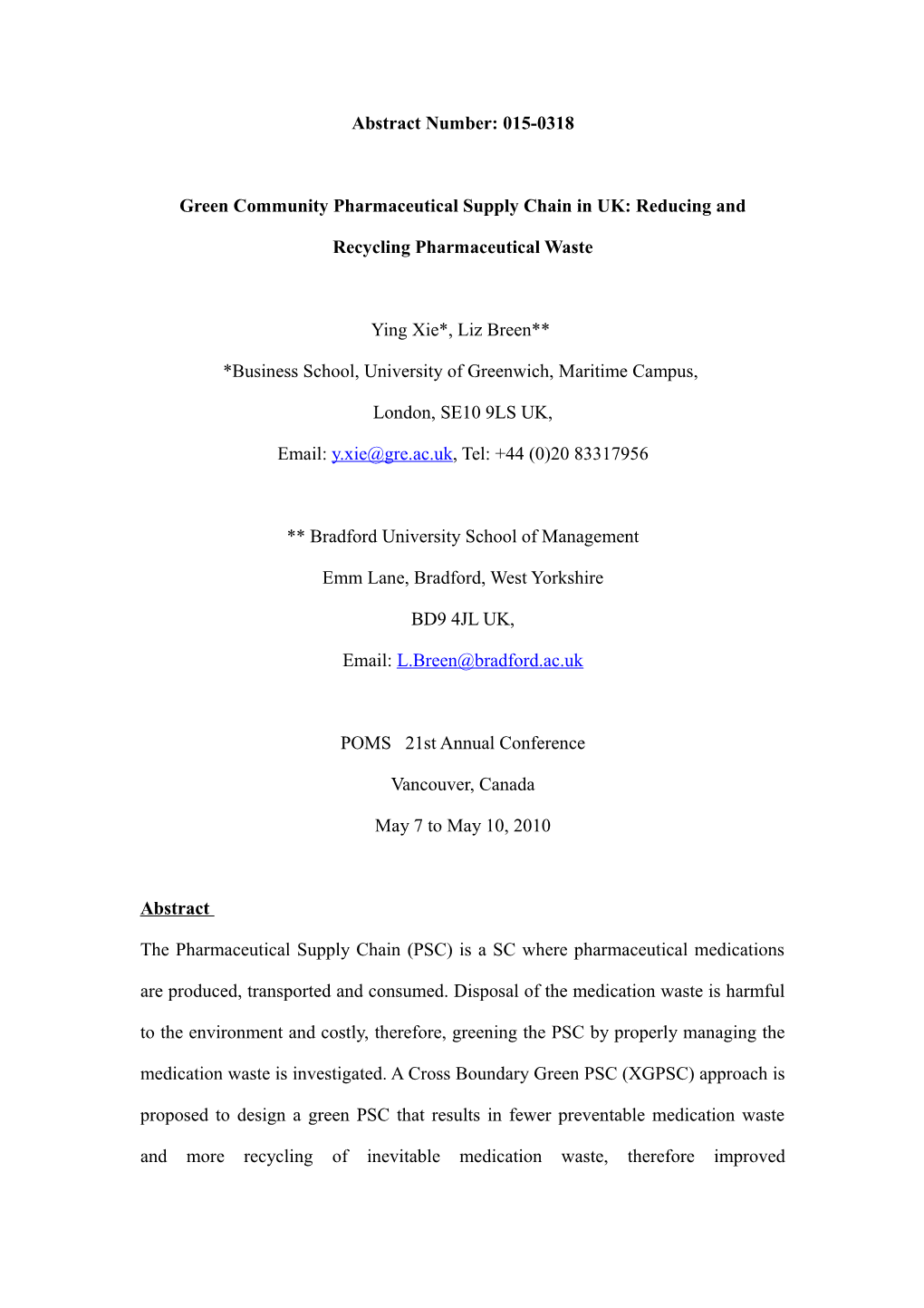 Green Pharmaceutical Supply Chain in UK: the Green Steps