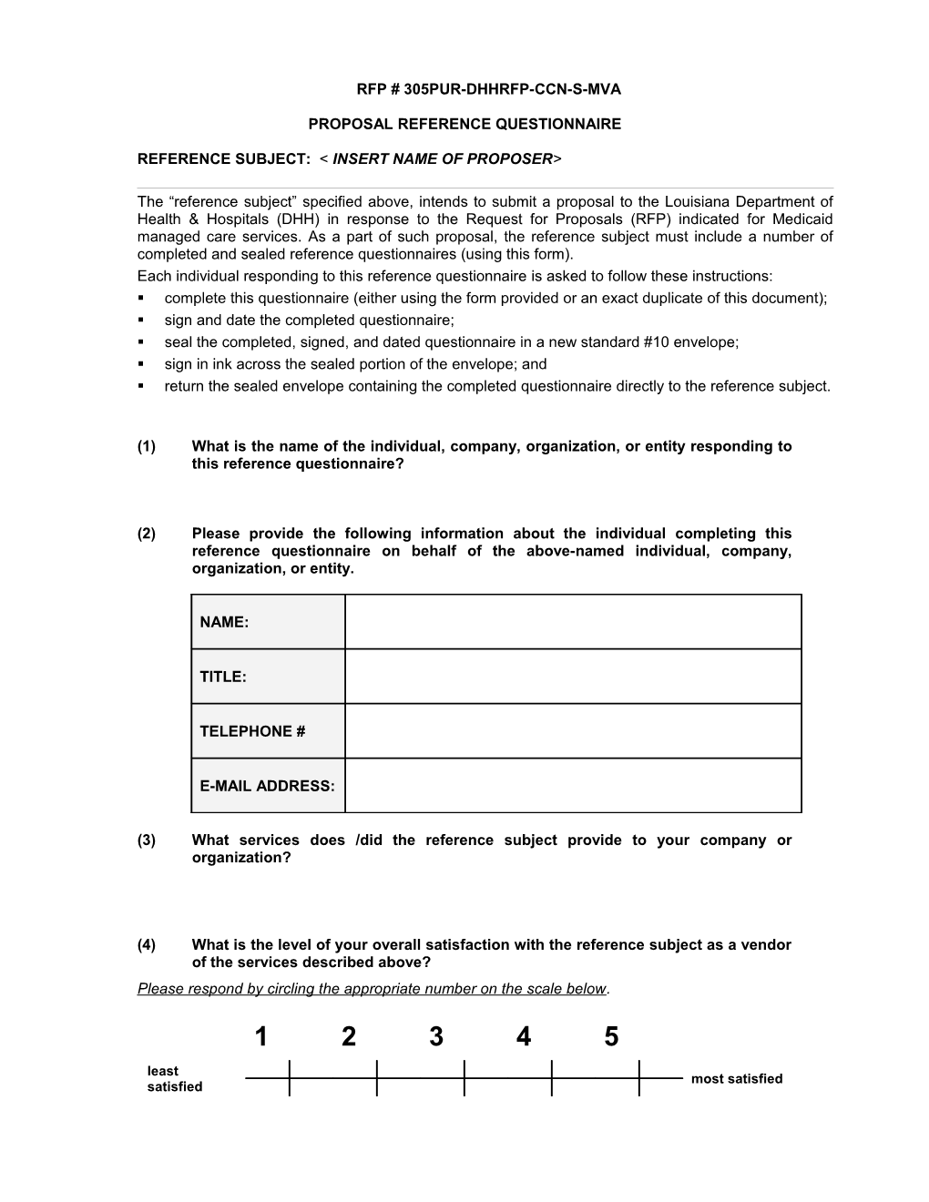 Rfp # 31865-00308 Proposal Reference Questionnaire