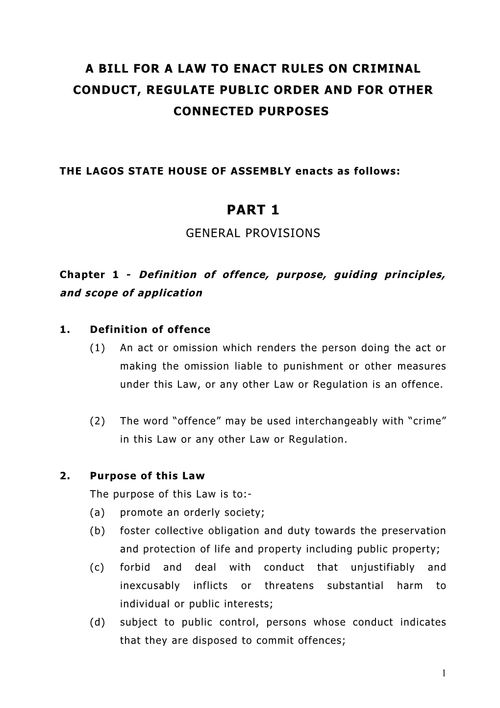 Criminal Law of Lagos State